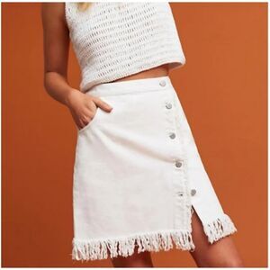 Anthropologie Pilcro And The Letterpress White Denim Skirt